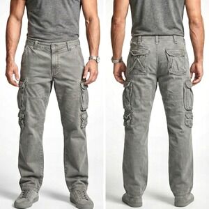 VTG Mossimo Cargo Supply Mens Muted Sage Straight Leg Utility Cargo Pants 34x31